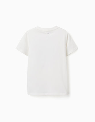 T-shirt en coton avec imprimé formes pour garçon, blanc
