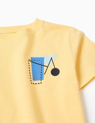 T-shirt en coton avec imprimé formes pour garçon, jaune
