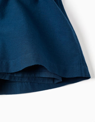 Vestido de algodão com alças de folhos You&Me para bebé menina, azul