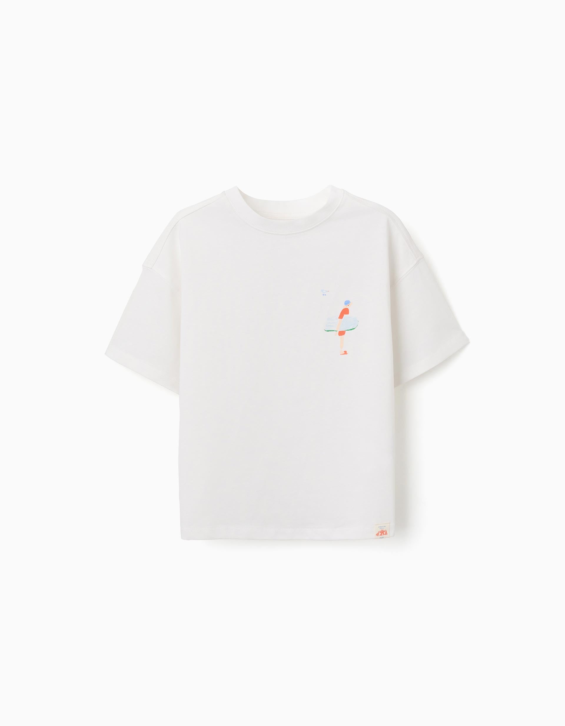 Cotton T-shirt with print Carolina Celas x Zippy for boys, white