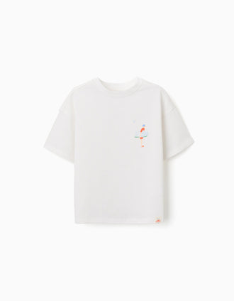T-shirt en coton à imprimé Carolina Celas x Zippy pour garçon, blanc
