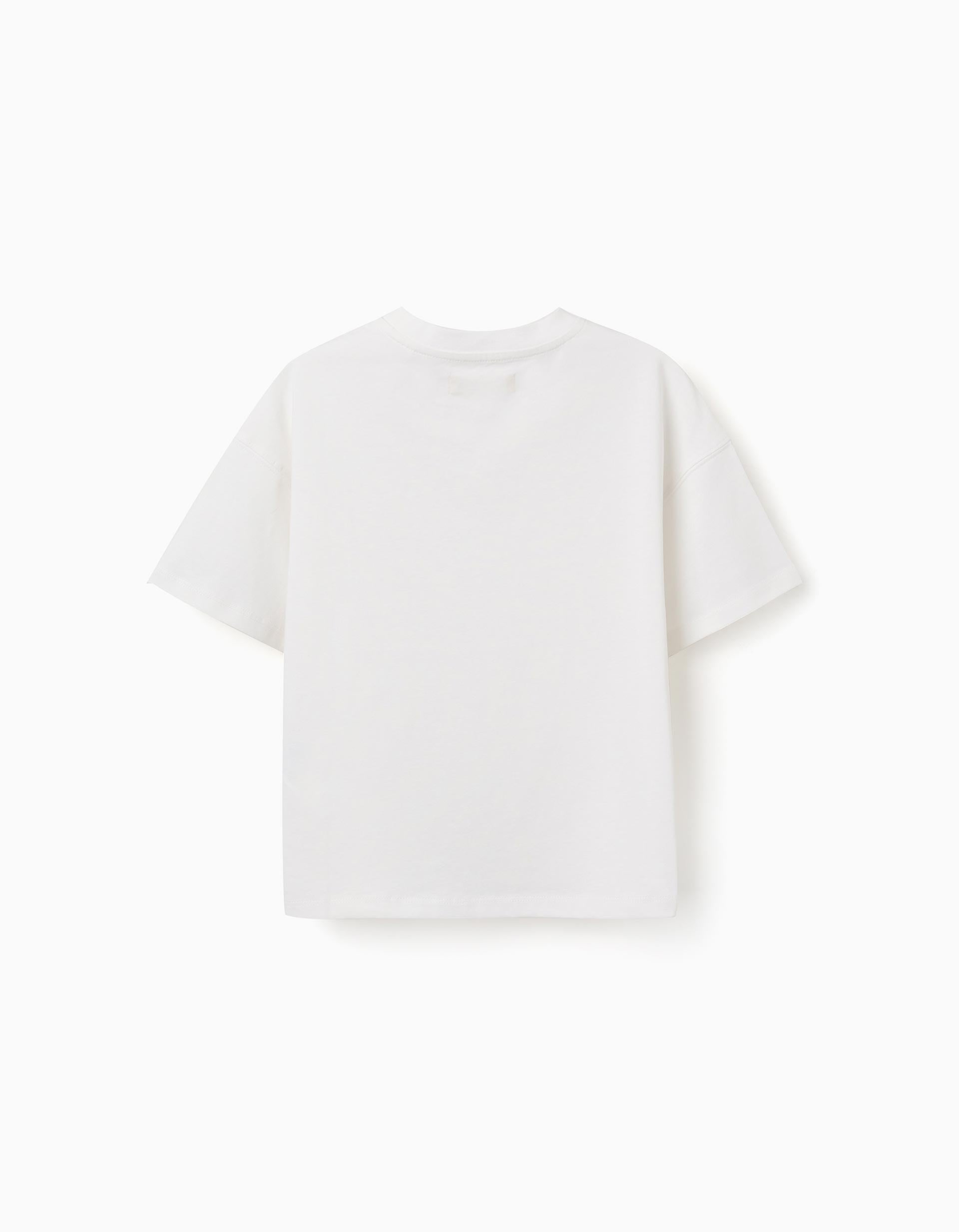 Cotton T-shirt with print Carolina Celas x Zippy for boys, white