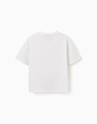 T-shirt en coton à imprimé Carolina Celas x Zippy pour garçon, blanc