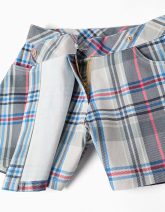 Jupe-short en sergé à carreaux pour fille, bleu/vert/rouge/beige