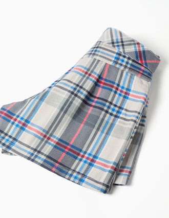 Jupe-short en sergé à carreaux pour fille, bleu/vert/rouge/beige