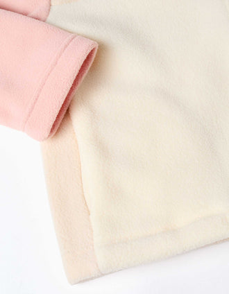 Casaco polar com gola subida para menina, bege-claro/branco/rosa