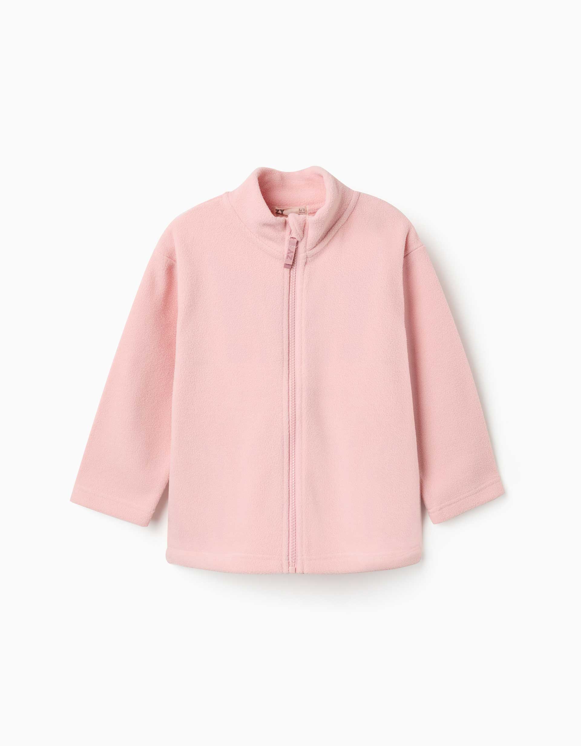 Casaco polar com gola subida para menina, rosa-claro