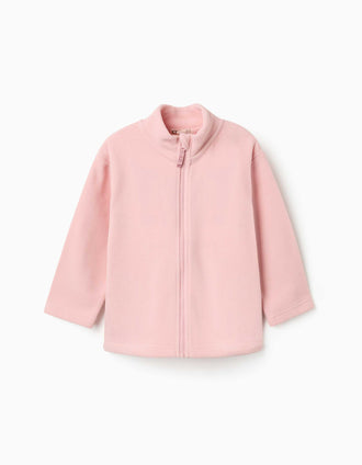 Casaco polar com gola subida para menina, rosa-claro