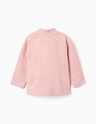 Casaco polar com gola subida para menina, rosa-claro