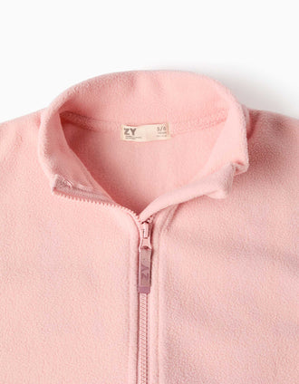 Casaco polar com gola subida para menina, rosa-claro