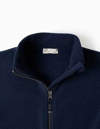 Veste en polaire à col montant pour enfant, bleu marine