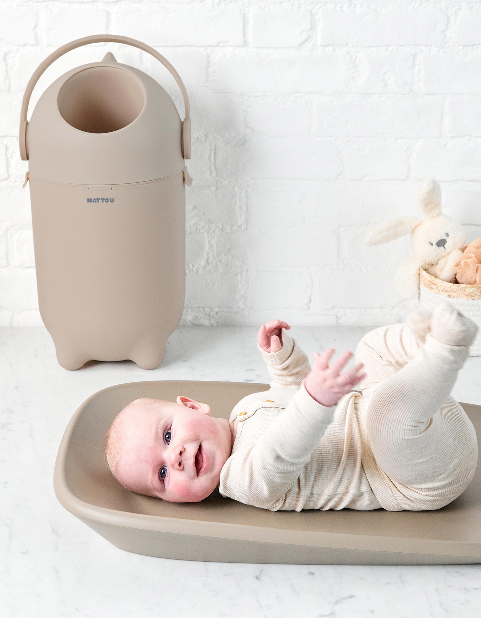 Nattou Dropy Nappy Container, Taupe