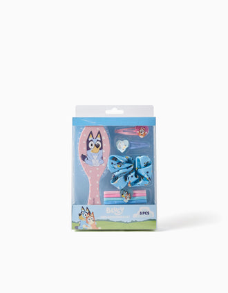 Lot de 8 accessoires pour cheveux Bluey pour fille, bleu/rose