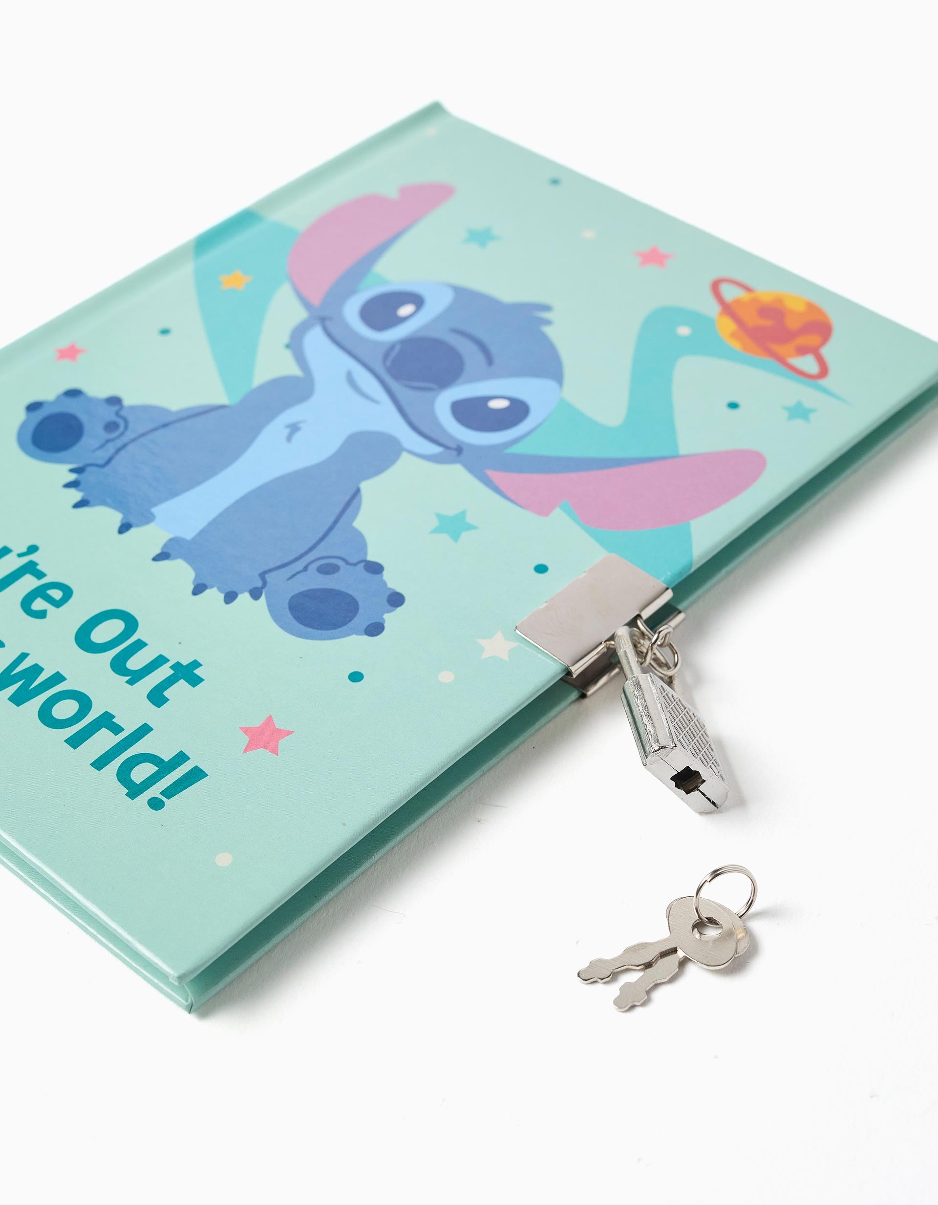 Set de diário Stitch com cadeado e chaves + caneta para menina, azul