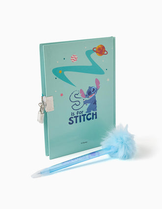 Ensemble Stitch de journal avec cadenas et clés + stylo pour fille, bleu