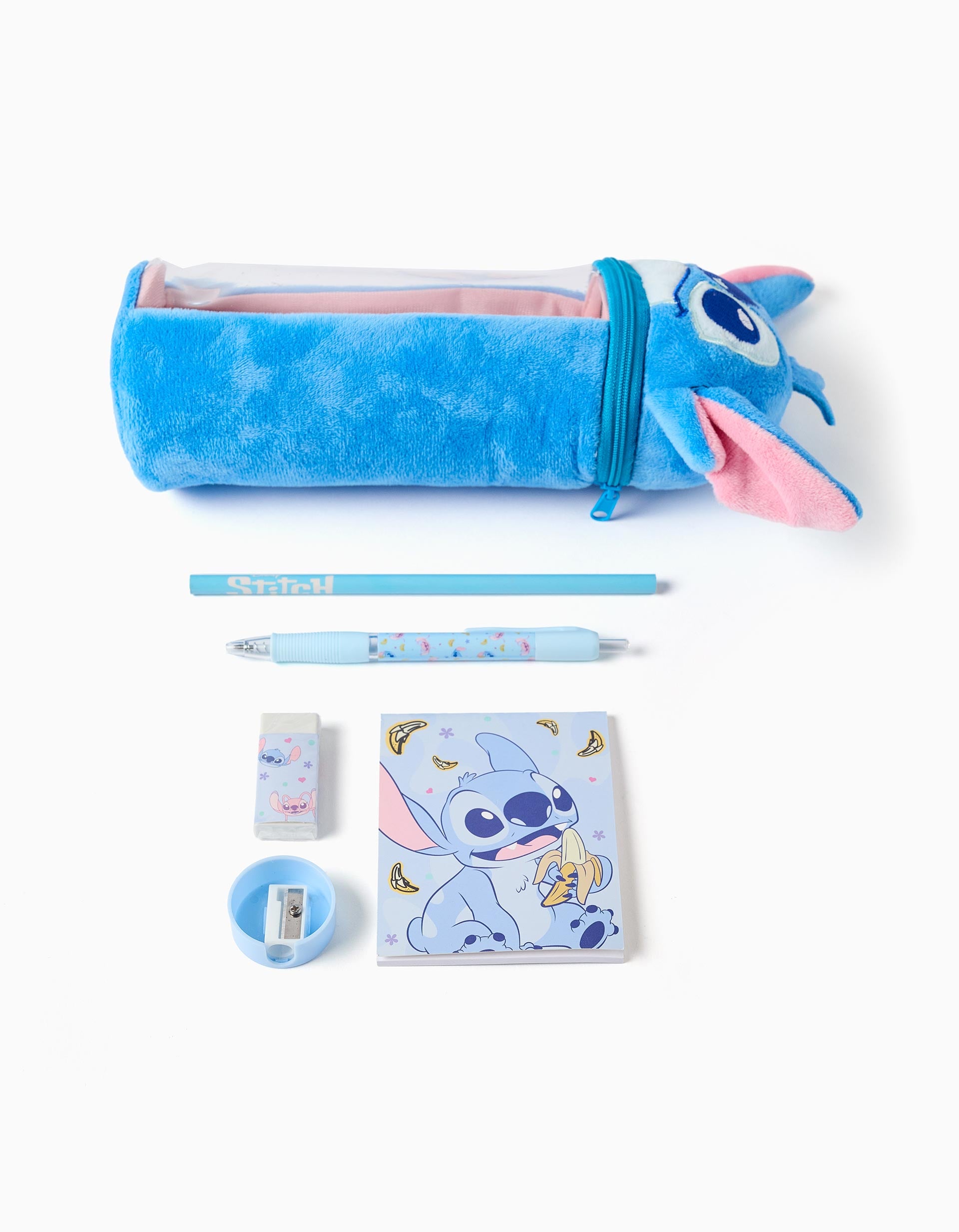 Estojo de peluche com material Stitch para criança, azul