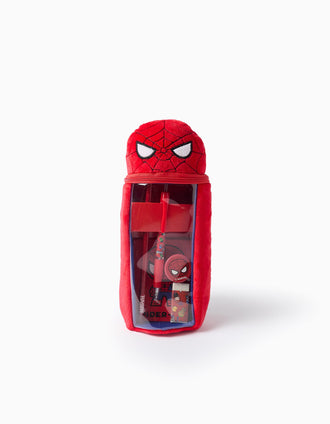 Trousse en peluche avec matériel Spider-Man pour garçon, rouge