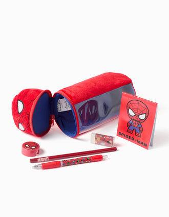 Trousse en peluche avec matériel Spider-Man pour garçon, rouge