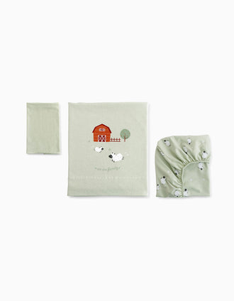 Cotton Bedding Set 3 Pcs Bonjour Bebe 60x120 Cm, Funny Farm