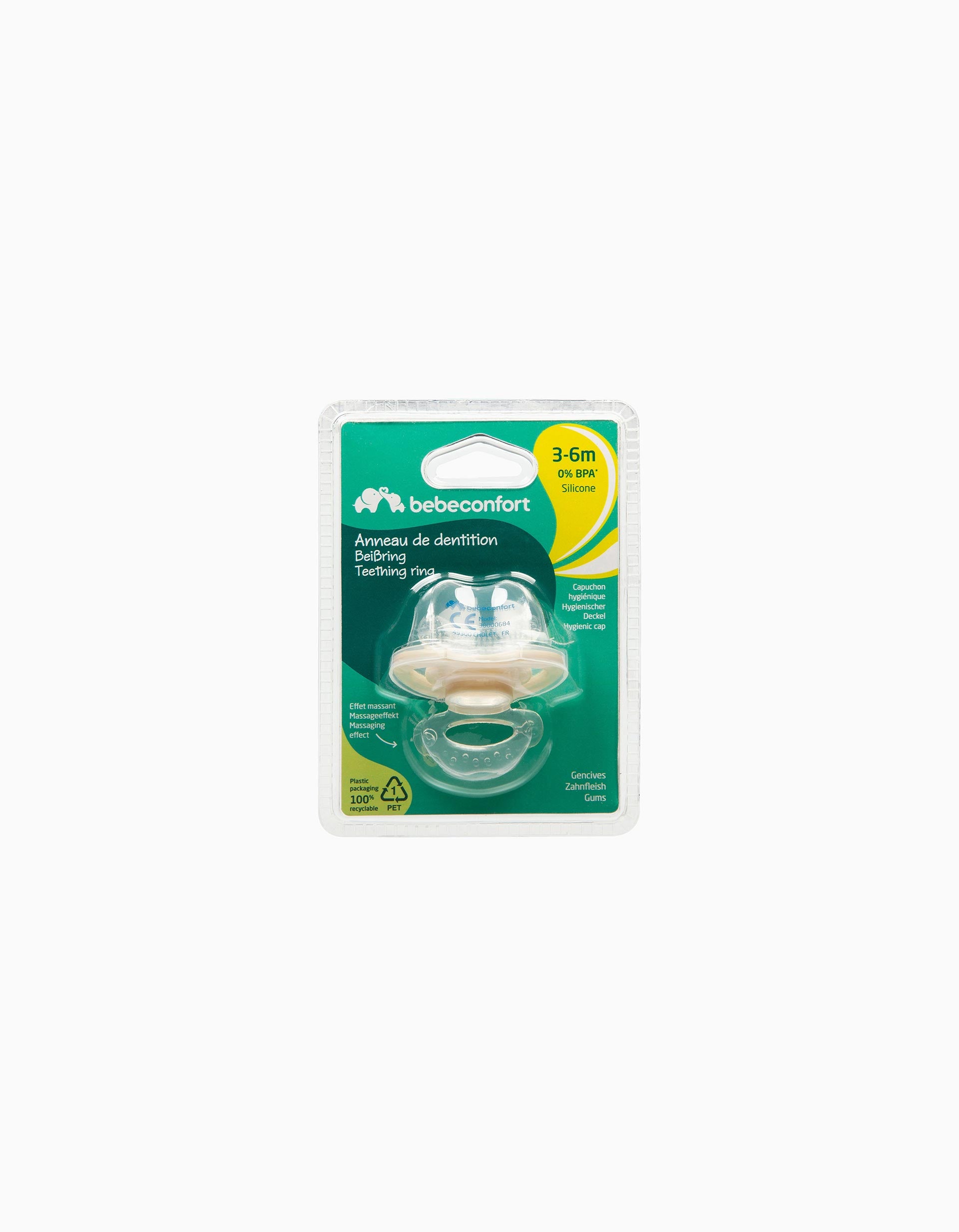 Soother with Teething Ring Bebe Confort 3M+, Sand