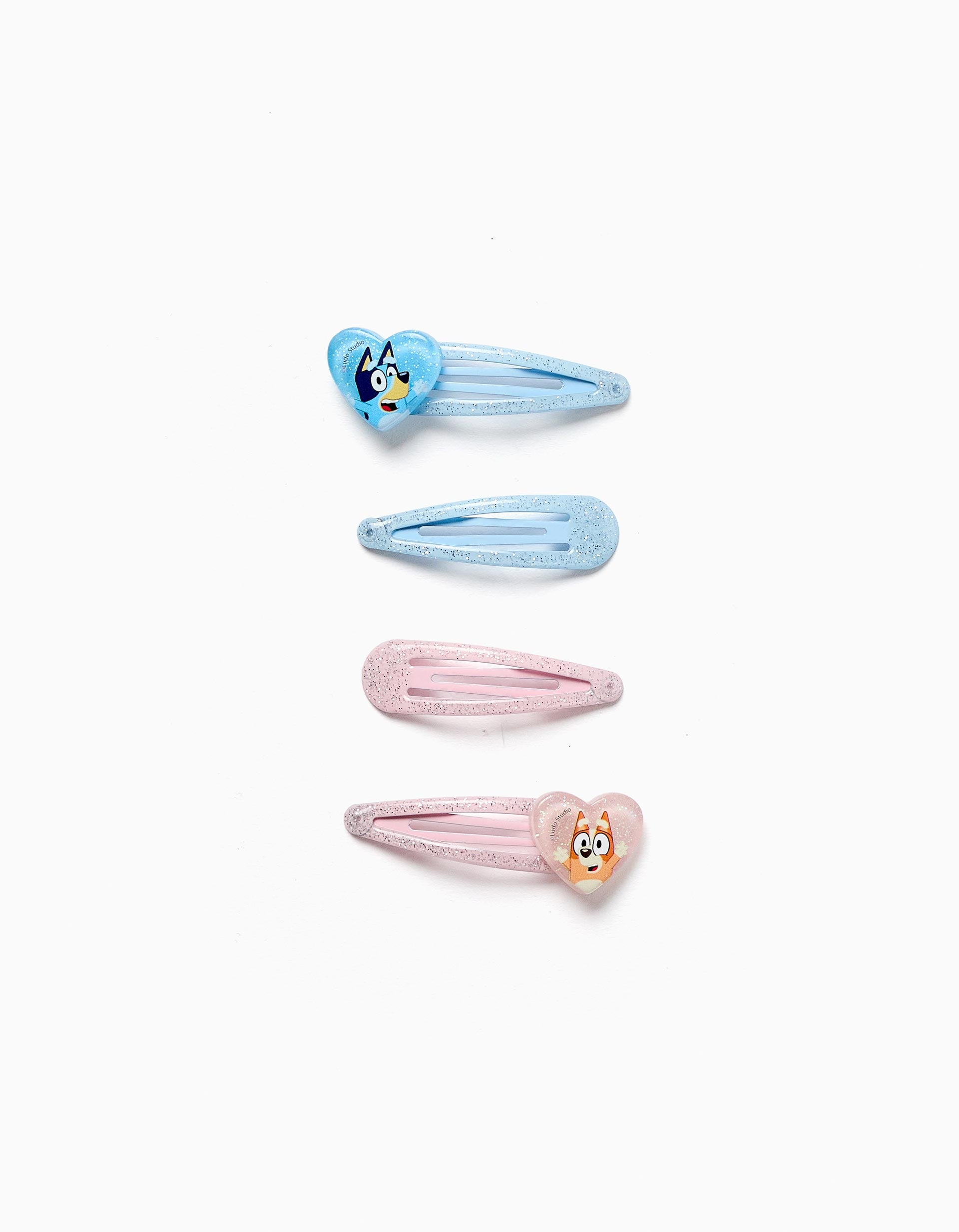 Lot de 4 pinces à cheveux Bluey pour bébé et fille, bleu/rose