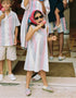Striped cotton dress You&Me for girls, red/blue/yellow