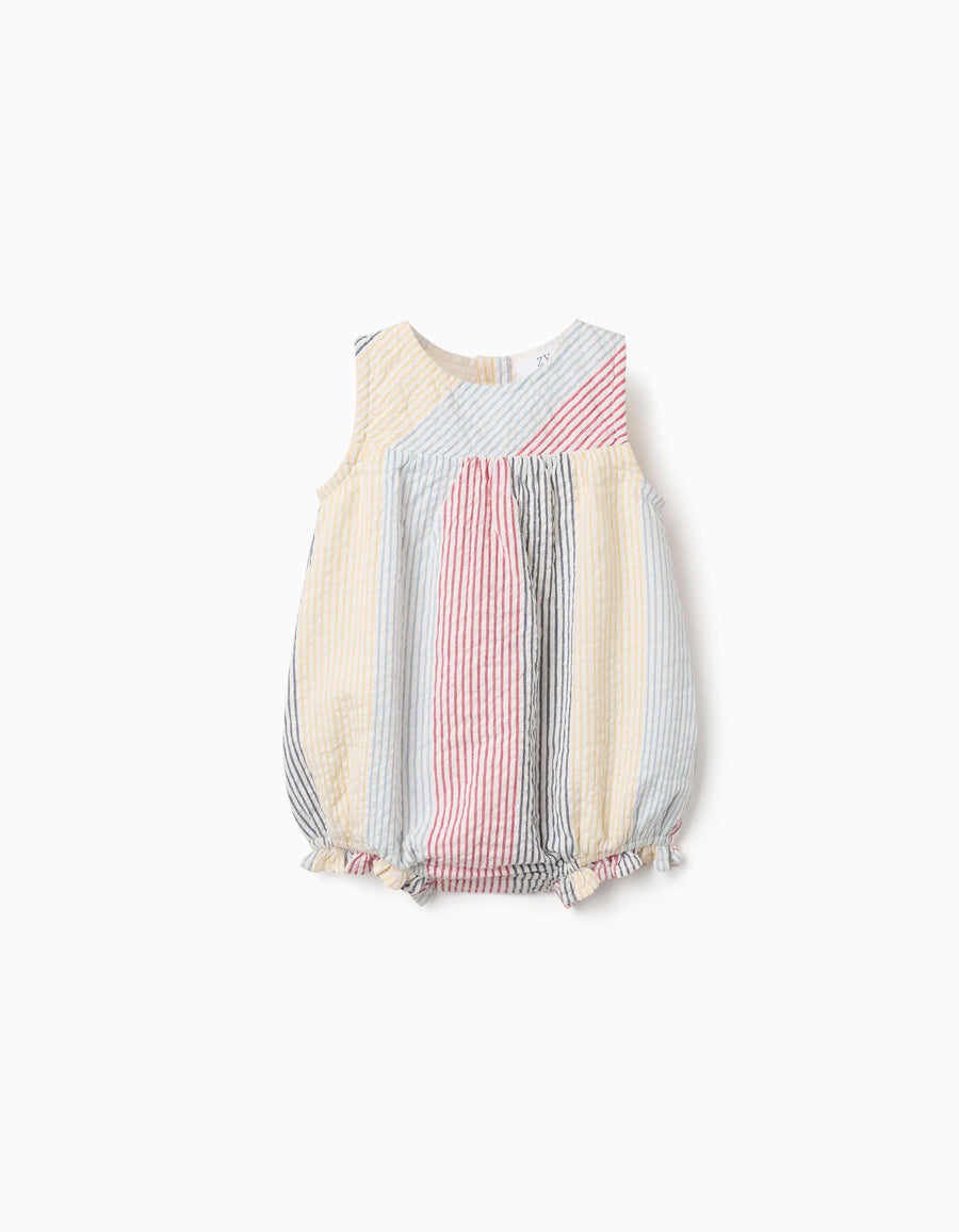Striped cotton romper You&Me for newborns, red/blue/yellow