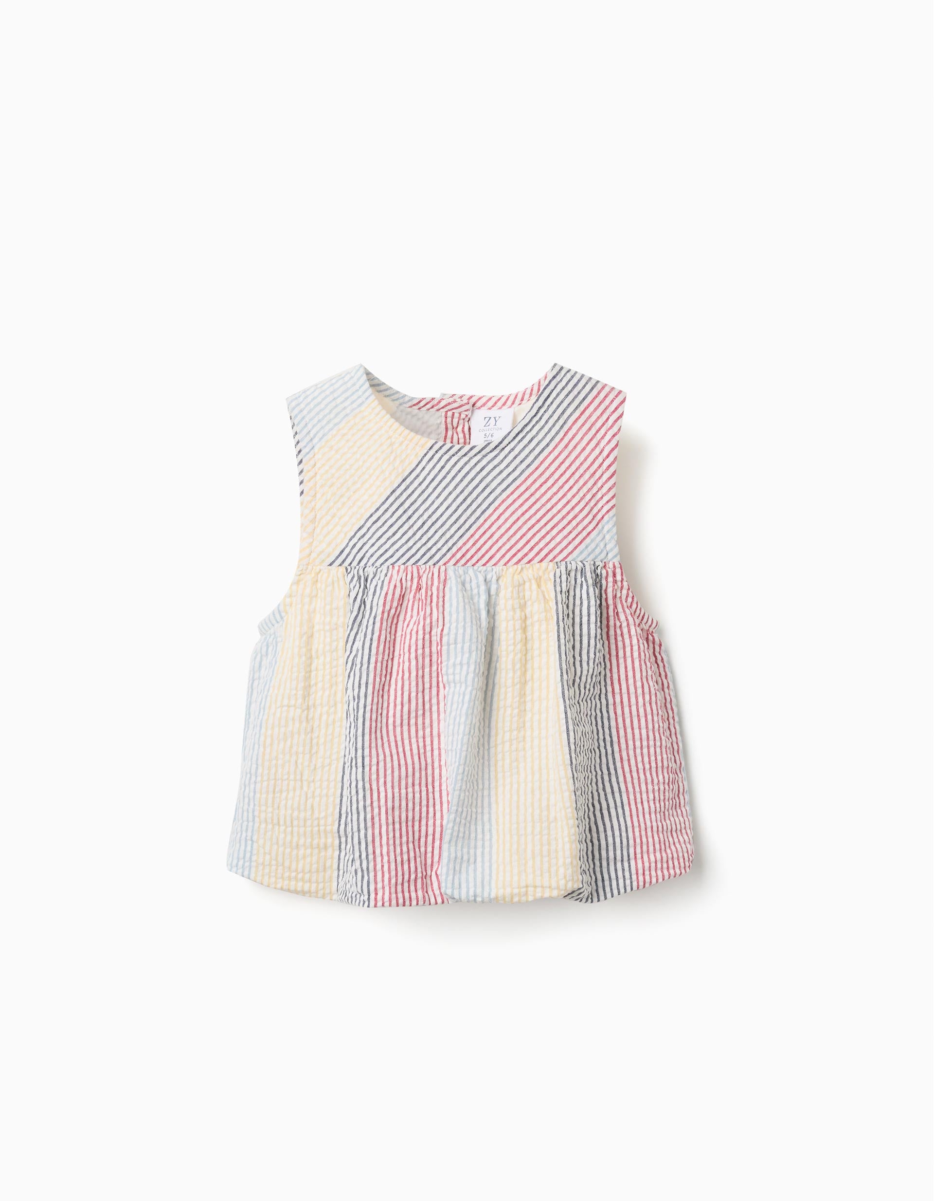 Blusa de algodão às riscas You&Me para menina, vermelho/azul/amarelo