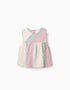 Striped sleeveless cotton blouse You&Me for girls, red/blue/yellow