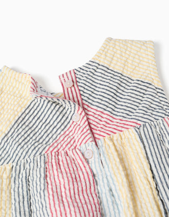 Blusa de algodão às riscas You&Me para menina, vermelho/azul/amarelo