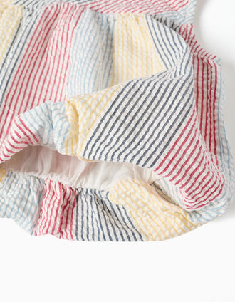 Blusa de algodão às riscas You&Me para menina, vermelho/azul/amarelo