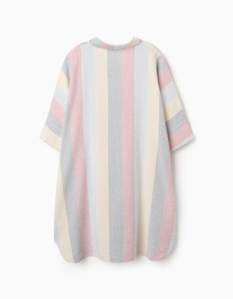 Vestido de algodão às riscas You&Me para mulher, vermelho/azul/amarelo
