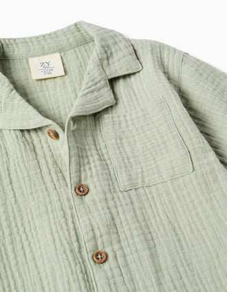 Ensemble chemise et short en coton pour nouveau-né et bébé, vert clair