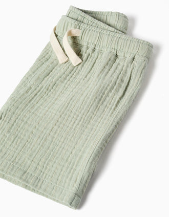 Ensemble chemise et short en coton pour nouveau-né et bébé, vert clair
