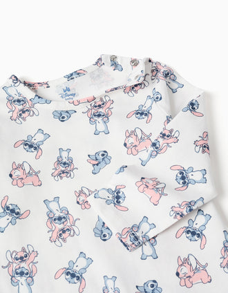 Pijama pelele de algodón con Stitch para recién nacida y bebé, blanco