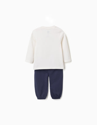Long sleeve pyjamas with Paw Patrol print for baby boys, white/blue