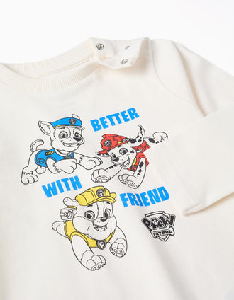 Long sleeve pyjamas with Paw Patrol print for baby boys, white/blue
