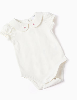 Body en coton + robe sans manches en jean pour nouveau-née, blanc/bleu