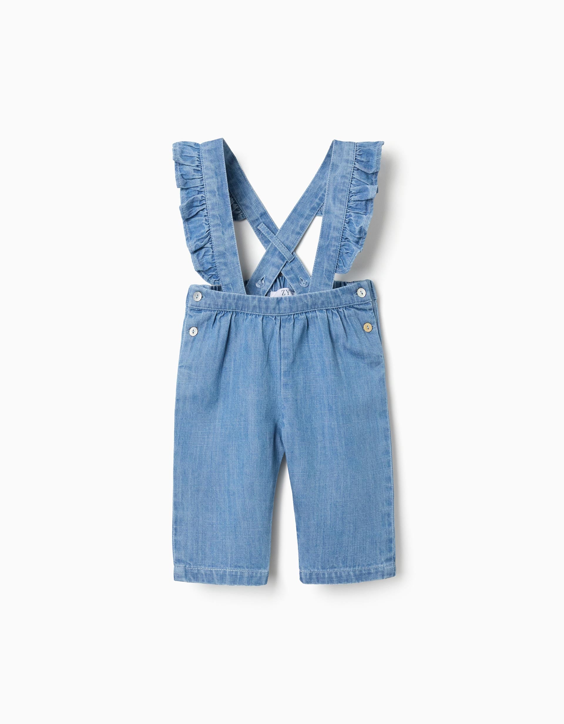 Pantalon en jean avec bretelles amovibles pour nouveau-née, bleu