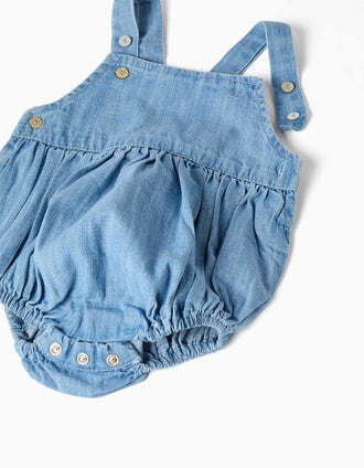 Body às riscas e fofo de ganga para recém-nascido, branco/azul