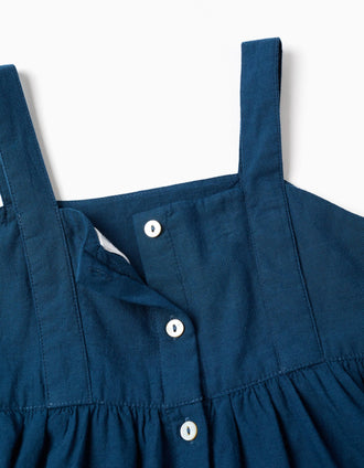 Vestido sem mangas de algodão com forro You&Me para menina, azul-escuro