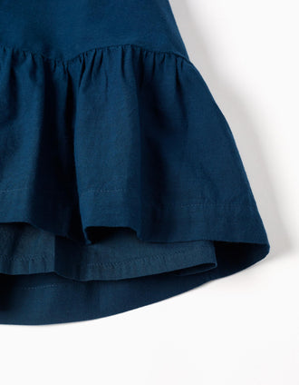 Vestido sem mangas de algodão com forro You&Me para menina, azul-escuro
