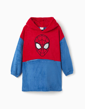 Camisola em lã coral convertível Spider-Man para menino, vermelho/azul