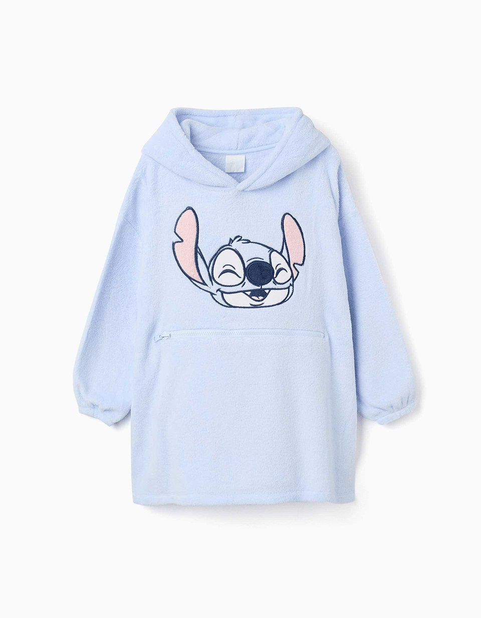 Convertible hoodie in coral fleece with Stitch for girls, light blue