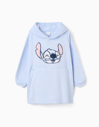 Convertible hoodie in coral fleece with Stitch for girls, light blue