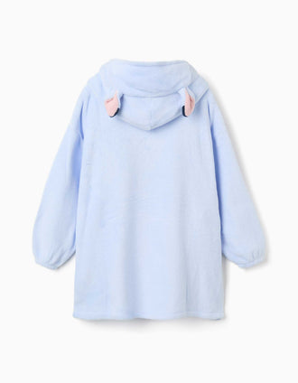 Convertible hoodie in coral fleece with Stitch for girls, light blue
