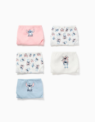 Lot de 5 culottes en coton avec imprimés Stitch pour fille, multicolore