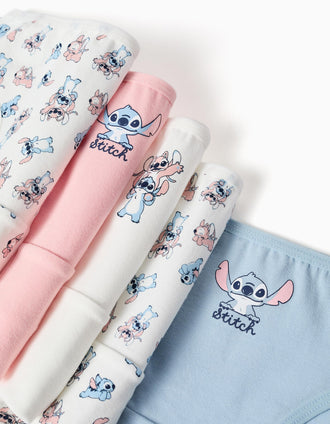 Lot de 5 culottes en coton avec imprimés Stitch pour fille, multicolore