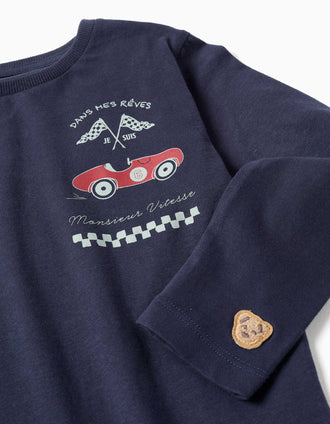 2 pijamas compridos de algodão com carros para menino, verde/azul
