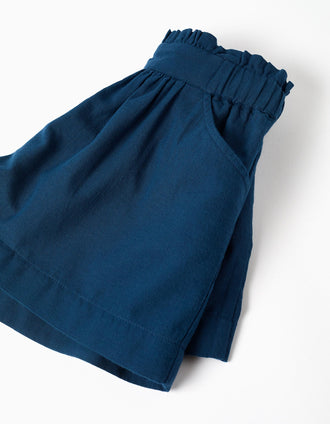 Calções de algodão com cintura elástica You&Me para menina, azul-escuro
